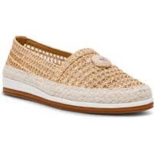Anne Klein Beige Woven Slip-On Loafers